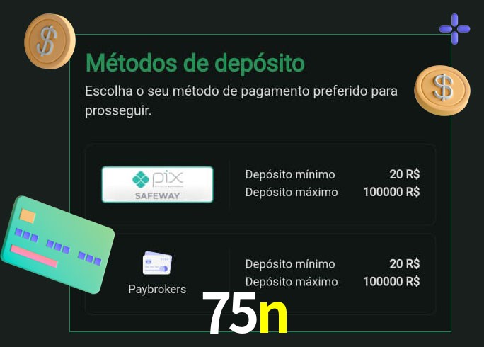 O cassino 75n oferece uma grande variedade de métodos de pagamento